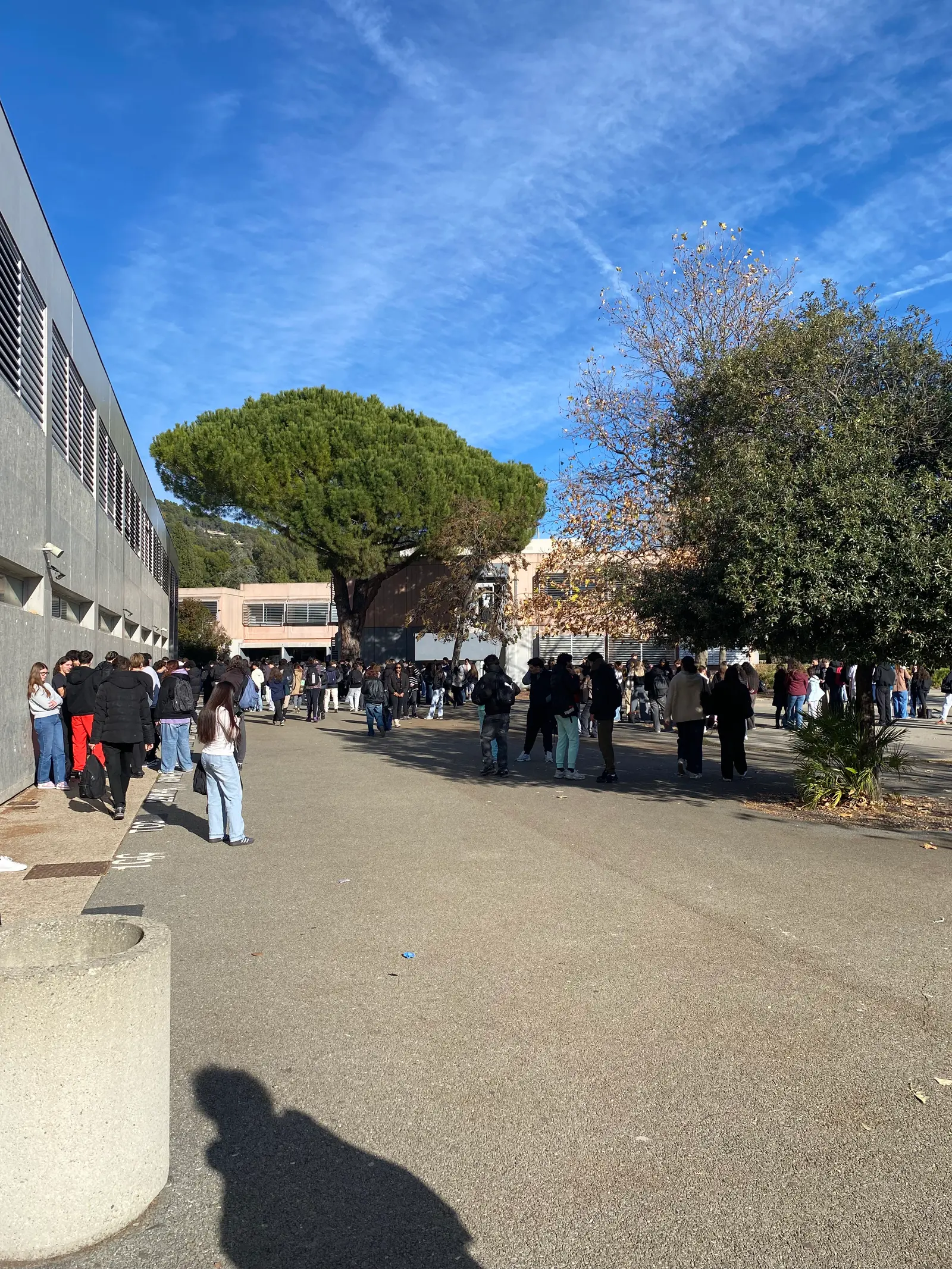 Des élèves réunis dans la cour de leur établissement